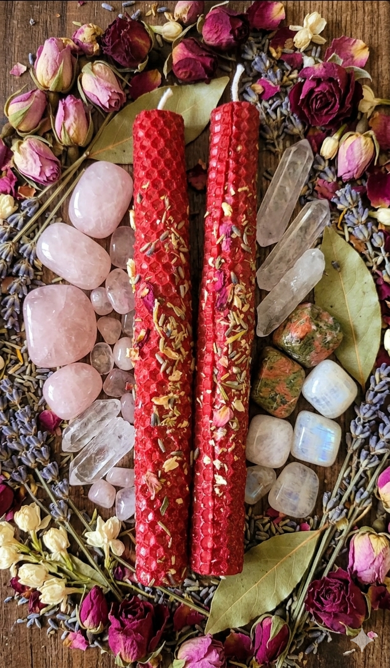 (2) Beeswax Honeycomb Love Candles
