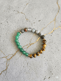 Green jade, tiger eye, bloodstone gemstone abundance bracelet